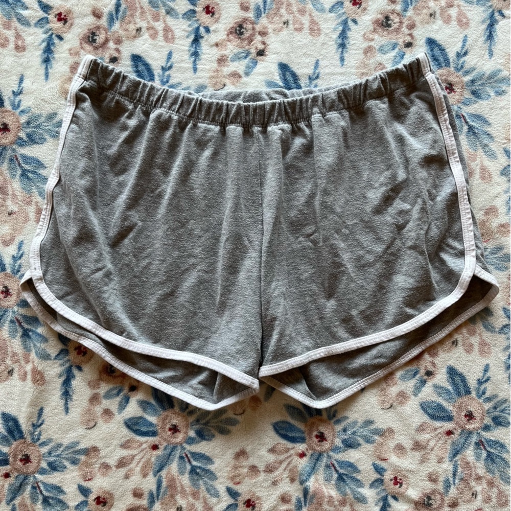 Grey sleeping shorts w/ white trim